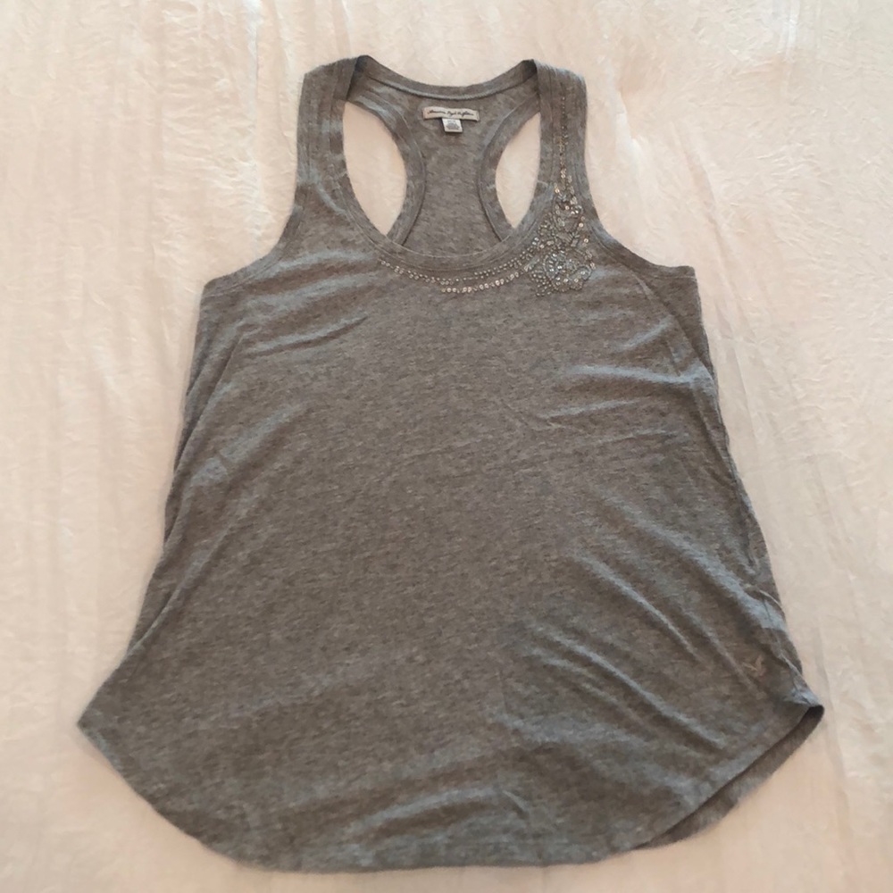 NWOT American Eagle beaded gray tank top